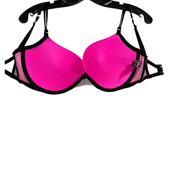 Victoria's Secret Very Sexy Push Up Pigeonant Bra 32DDD Hot Pink Gray Colorblock - Picture 6 of 14
